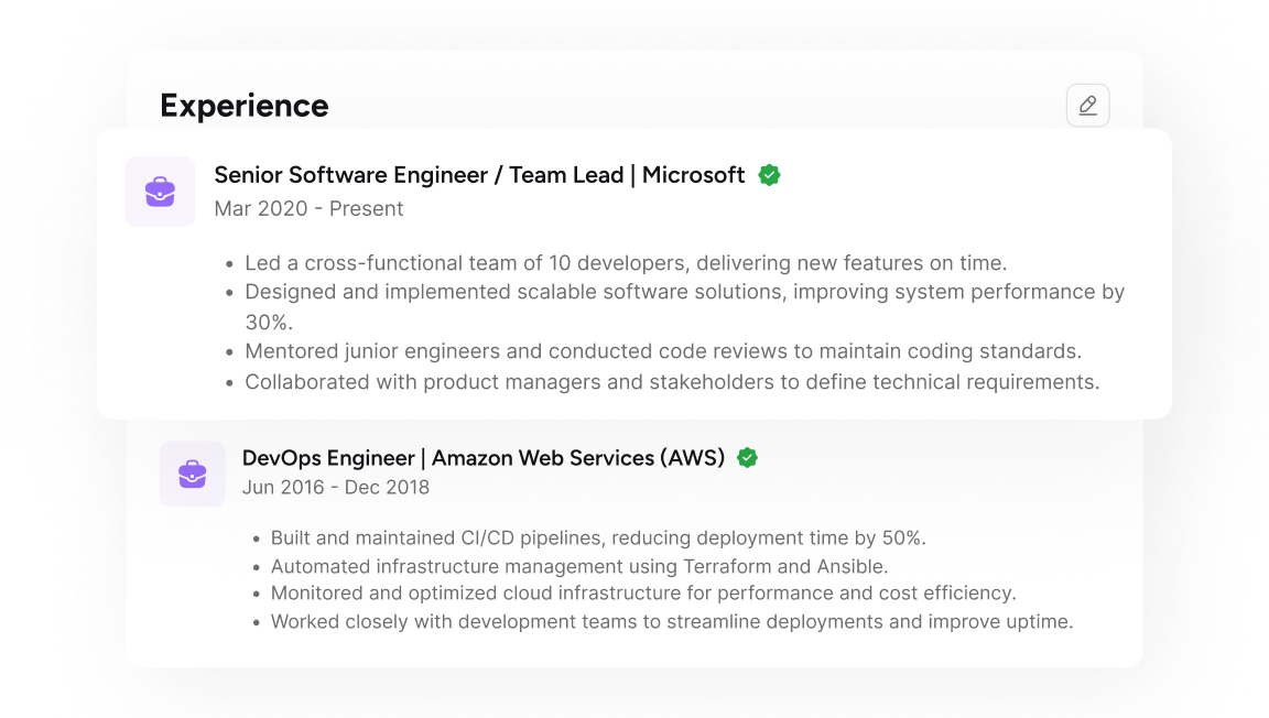 Verified Profiles example